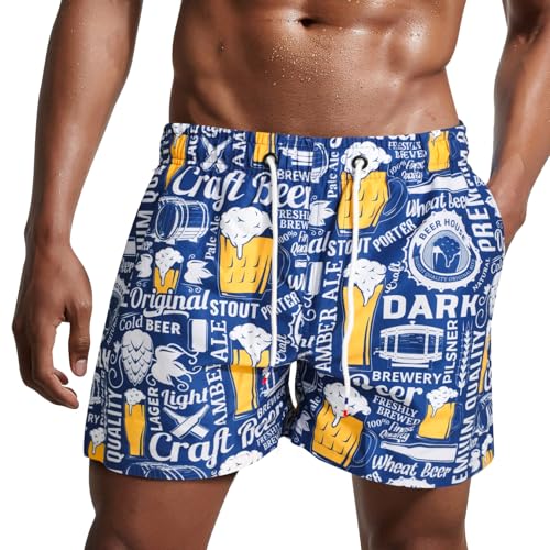 Danfiki Herren Badehose Schnelltrocknend Badeshorts Kurzen Strandhose Sporthose Schwimmhose mit Meshfutter von Danfiki