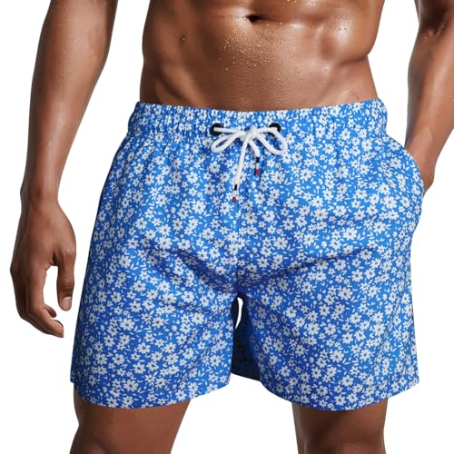 Danfiki Herren Badehose Schnelltrocknend Badeshorts Kurzen Strandhose Sporthose Schwimmhose mit Meshfutter von Danfiki