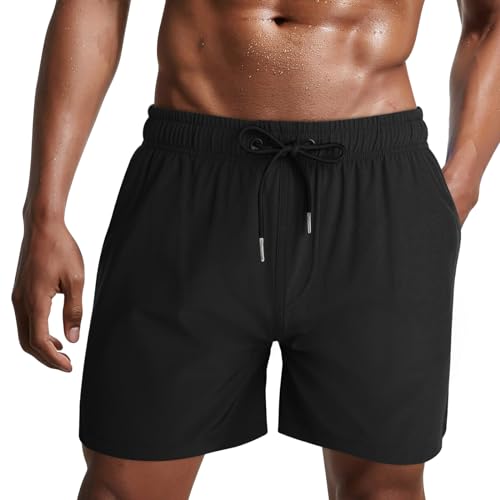 Danfiki Herren Badehose Schnelltrocknend Badeshorts Kurzen Strandhose Sporthose Schwimmhose mit Meshfutter von Danfiki