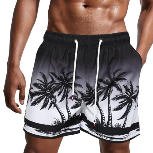 Danfiki Herren Badehose Schnelltrocknend Badeshorts Kurzen Strandhose Sporthose Schwimmhose mit Meshfutter von Danfiki