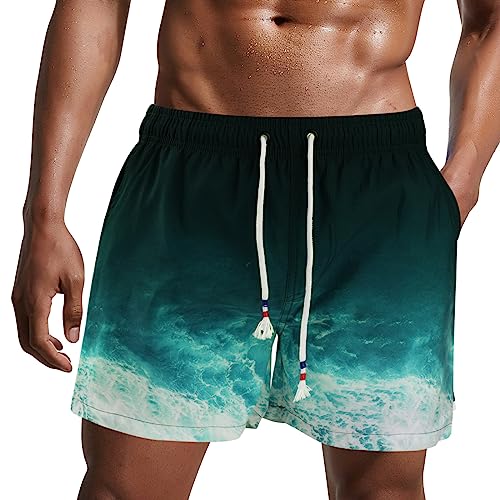 Danfiki Herren Badehose Schnelltrocknend Boardshorts Schwimmhose Verstellbarem Tunnelzug Kurzen Strandhose Sporthose mit Meshfutter von Danfiki