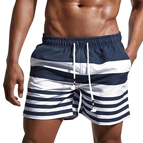 Danfiki Herren Badehose Schnelltrocknend Boardshorts Schwimmhose Verstellbarem Tunnelzug Kurzen Strandhose Sporthose mit Meshfutter von Danfiki