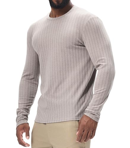 Danfiki Herren Langarmshirt Henley Dünn Pullover Lässiges Geripptes Sweater von Danfiki
