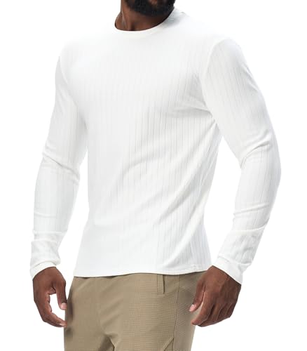 Danfiki Herren Langarmshirt Henley Dünn Pullover Lässiges Geripptes Sweater von Danfiki