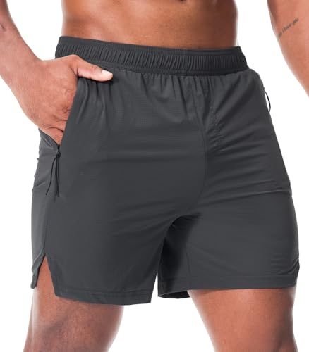 Danfiki Herren Laufshorts Kurze Hose Sporthose Workout mit Reißverschlusstaschen Leichtgewicht Schnell Trocknend von Danfiki