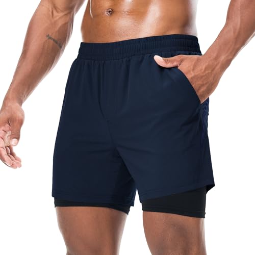 Danfiki Herren Sport Shorts Laufshorts 2 in 1 Kurze Schnell Trocknend Gym Athletic Mit Eingebaut Taschen Danfiki Herren Sport Shorts Laufshorts 2 in 1 Kurze Schnell Trocknend Gym Athletic Mit Eingebaut Taschen von Danfiki