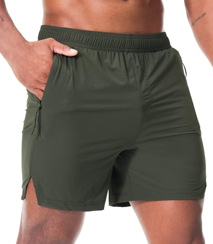 Danfiki Herren Laufshorts Kurze Hose Sporthose Workout mit Reißverschlusstaschen Leichtgewicht Schnell Trocknend von Danfiki