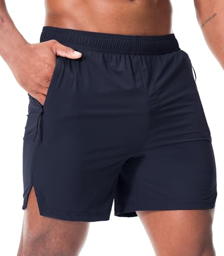 Danfiki Herren Laufshorts Kurze Hose Sporthose Workout mit Reißverschlusstaschen Leichtgewicht Schnell Trocknend von Danfiki