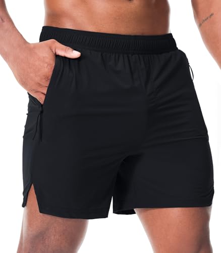 Danfiki Herren Laufshorts Kurze Hose Sporthose Workout mit Reißverschlusstaschen Leichtgewicht Schnell Trocknend von Danfiki