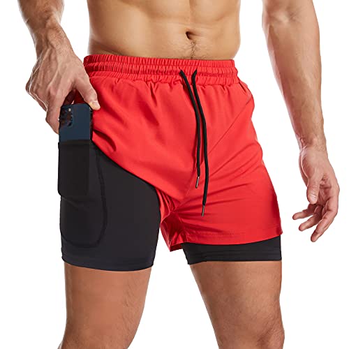 Danfiki Herren Sport Shorts Kurze Hose Schnell Trocknend Sporthose Leicht mit Reißverschlusstasche Laufshorts mit Taschen Hosen Fitness Laufhose von Danfiki
