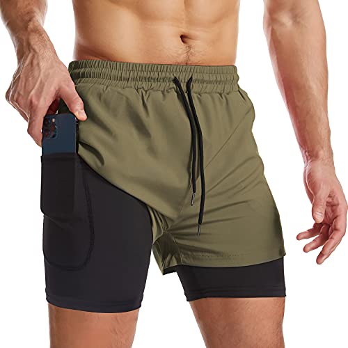 Danfiki Laufshorts Herren Kurze Sporthose Kurz mit Tasche Laufhose Herren Kurzmit Taschen Hosen Fitness Laufhose von Danfiki