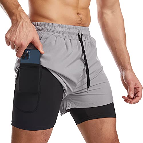 Danfiki Herren Sport Shorts Kurze Hose Schnell Trocknend Sporthose Leicht mit Reißverschlusstasche Laufshorts mit Taschen Hosen Fitness Laufhose von Danfiki