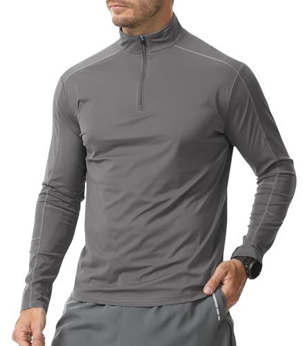 Danfiki Herren UV Shirt Langarm Schutz Shirts Rashguard Schnelltrocknend 1/4 Zip von Danfiki