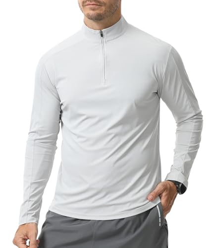 Danfiki Herren UV Shirt Langarm Schutz Shirts Rashguard Schnelltrocknend 1/4 Zip von Danfiki