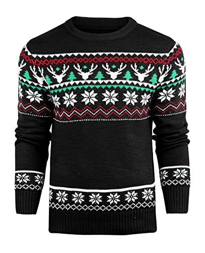 Danfiki Pullover Herren Herren Weihnachtspullover Sweater Christmas Pullover Rundhals Warme Strickpulli für Weihnachten von Danfiki