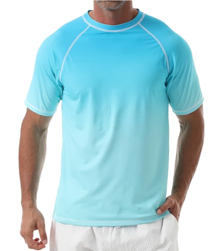 Danfiki UV Shirt Herren T-Shirts Rashguard Badeshirts Rash Vest Kurzärmeliges Wassersurf-Shirt Schnell Trocknendes Beach UPF 50+ Sonnenschutz von Danfiki