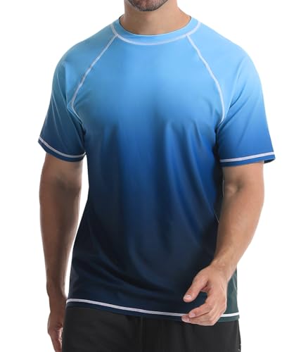 Danfiki UV Shirt Herren T-Shirts Rashguard Badeshirts Rash Vest Kurzärmeliges Wassersurf-Shirt Schnell Trocknendes Beach UPF 50+ Sonnenschutz von Danfiki