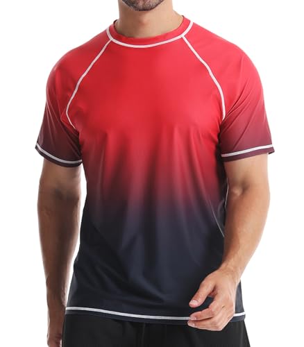 Danfiki UV Shirt Herren T-Shirts Rashguard Badeshirts Rash Vest Kurzärmeliges Wassersurf-Shirt Schnell Trocknendes Beach UPF 50+ Sonnenschutz von Danfiki