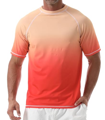 Danfiki UV Shirt Herren T-Shirts Rashguard Badeshirts Rash Vest Kurzärmeliges Wassersurf-Shirt Schnell Trocknendes Beach UPF 50+ Sonnenschutz von Danfiki