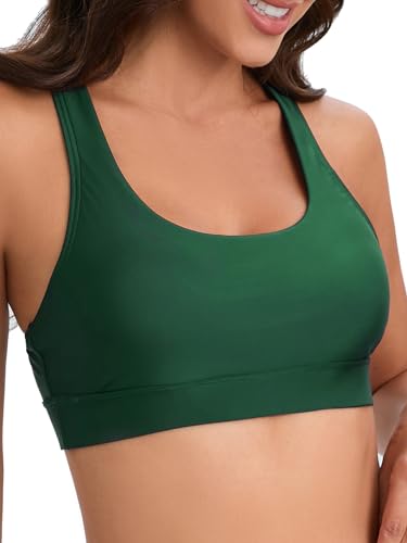 Racerback-Sport-Bade-BH für Damen, hoher Halsausschnitt, Bikini-Oberteil, schwarz, Workout-Badeanzug, nur gepolstertes Oberteil, Grün/Gras, Large Racerback-Sport-Bade-BH für Damen, hoher Halsausschnitt, Bikini-Oberteil, schwarz, Workout-Badeanzug, nur gepolstertes Oberteil, Grün/Gras, Large von Danga bay