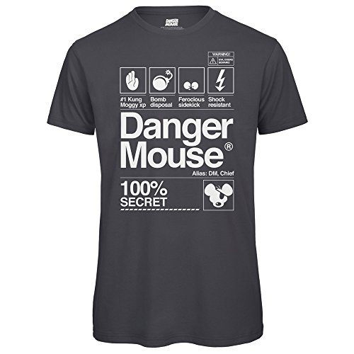 Danger Mouse 100% Secret Herren-T-Shirt Gr. L, dunkelgrau von Danger Mouse