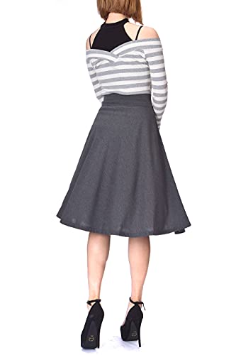 Dani's Choice Damen A-Linie Rock, Durchgehend Schwarz Schwarz 40 Gr. Medium, Grau von Dani's Choice