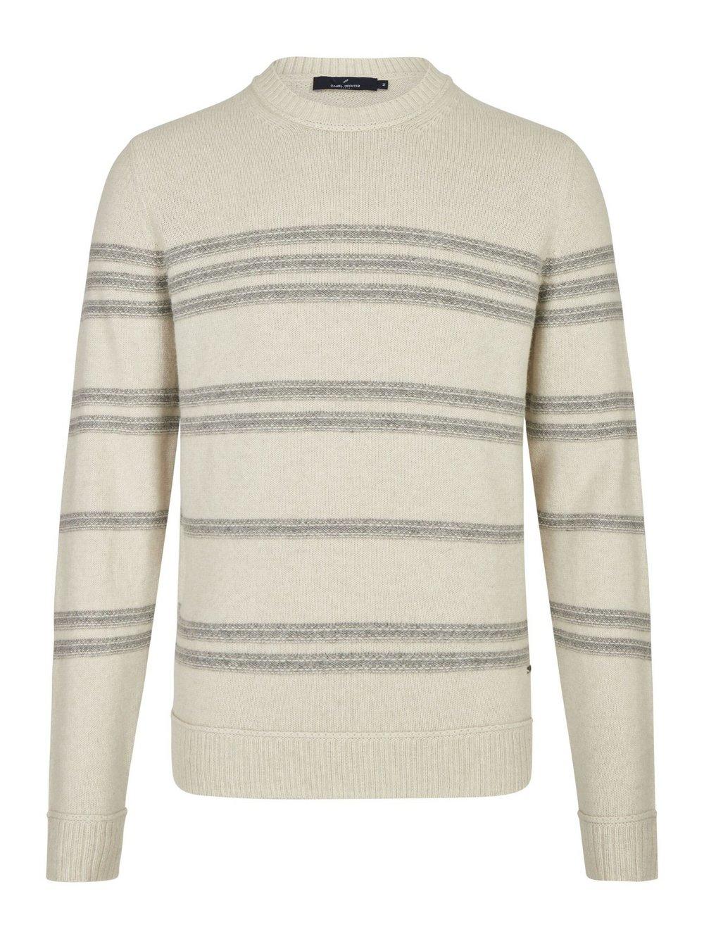 Daniel Hechter Pullover Herren Wolle Rundhals gestreift, beige von Daniel Hechter