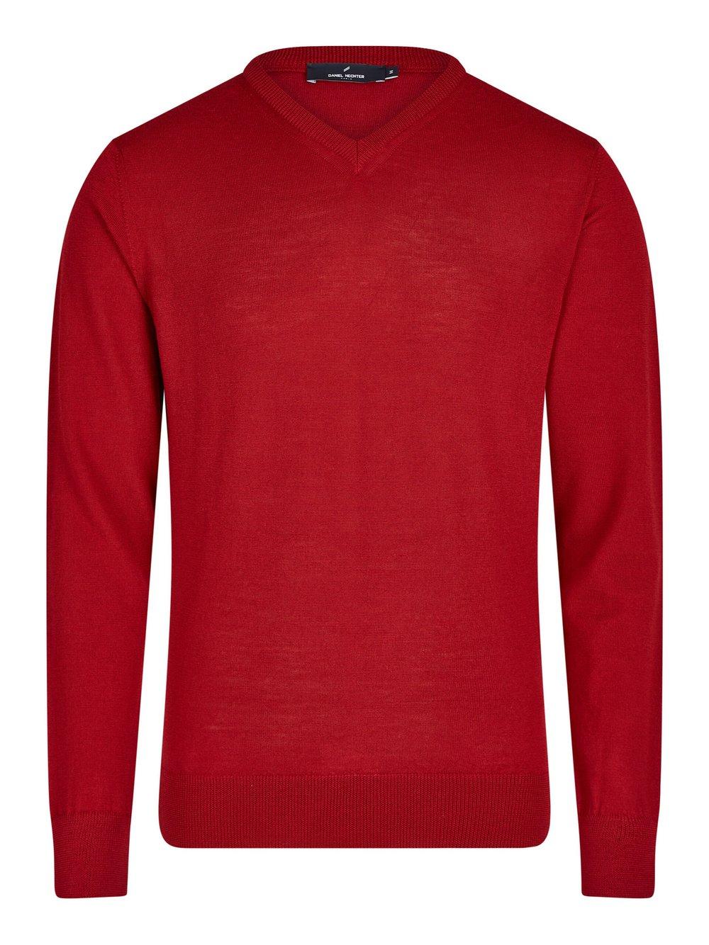 Daniel Hechter Pullover Herren Wolle V-Ausschnitt, rot von Daniel Hechter