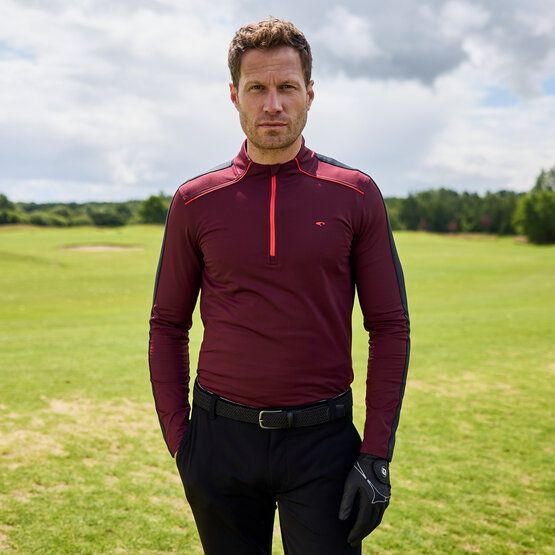 Daniel Springs 1/2 Zip Stretch Thermo Midlayer dunkelrot von Daniel Springs