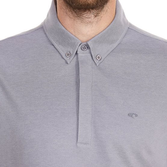 Daniel Springs 2-Tone Pique Thermo Polo Langarm hellgrau von Daniel Springs