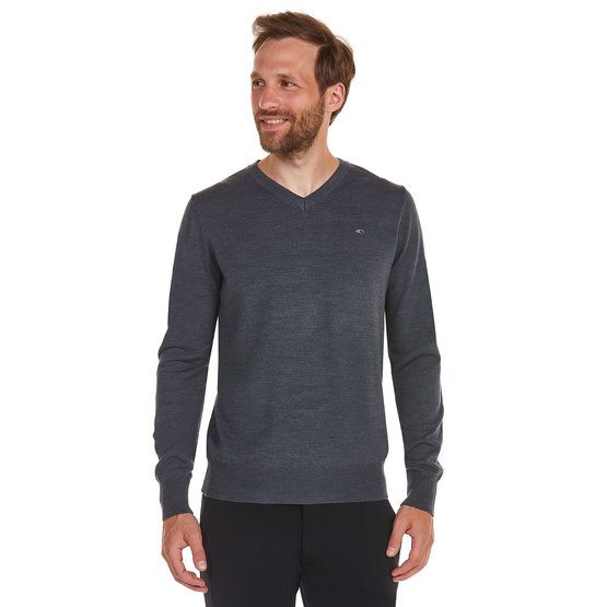 Daniel Springs Basic Strick V Pullover dunkelgrau melange von Daniel Springs