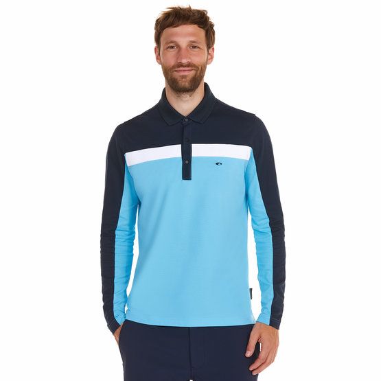 Daniel Springs Pique Thermo Polo Langarm blau von Daniel Springs