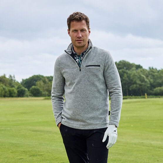 Daniel Springs Windstopp Fleece Midlayer grau melange von Daniel Springs