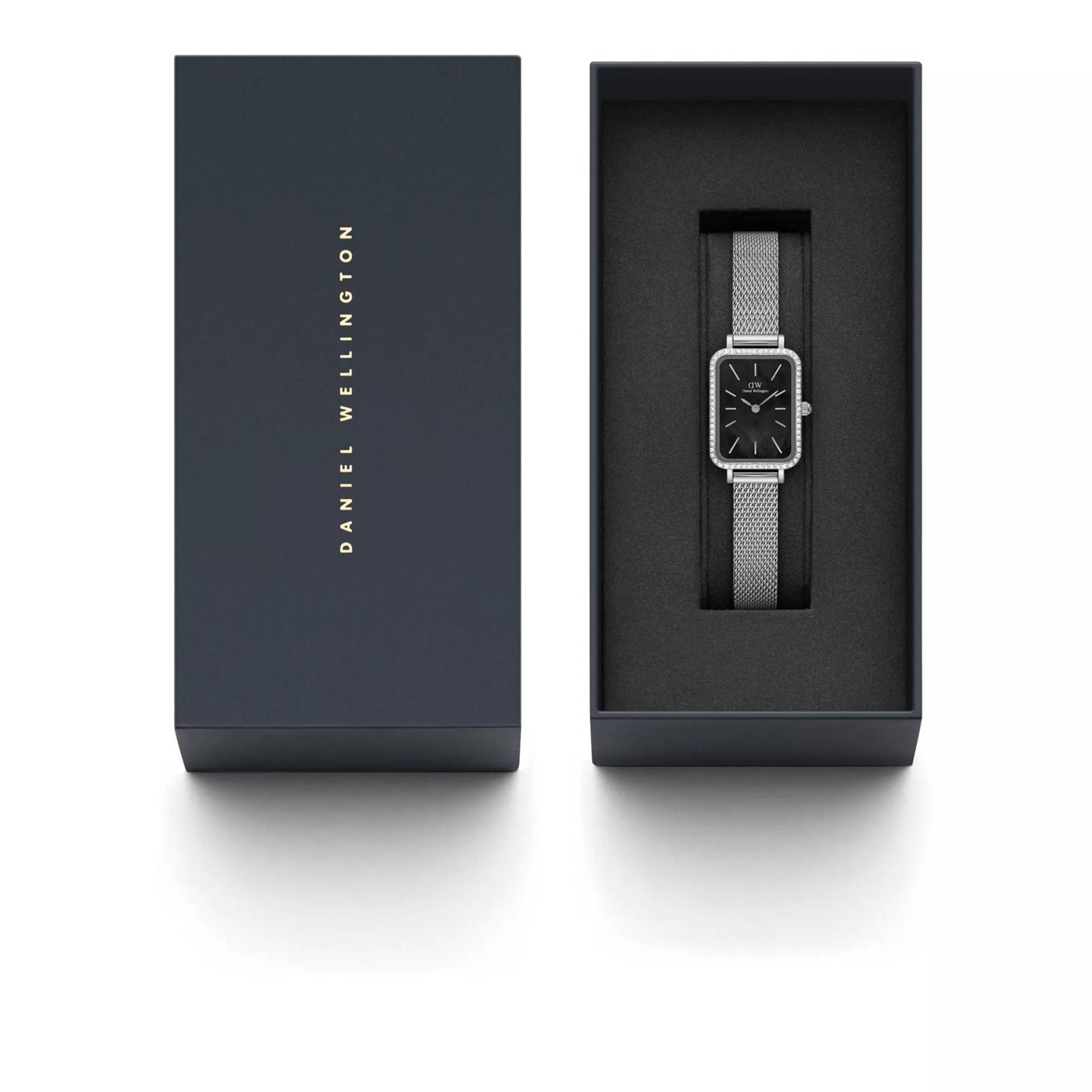 Daniel Wellington Uhr - Quadro 20x26 Bezel Mesh Black MOP S - Gr. unisize - in Silber - für Damen von Daniel Wellington