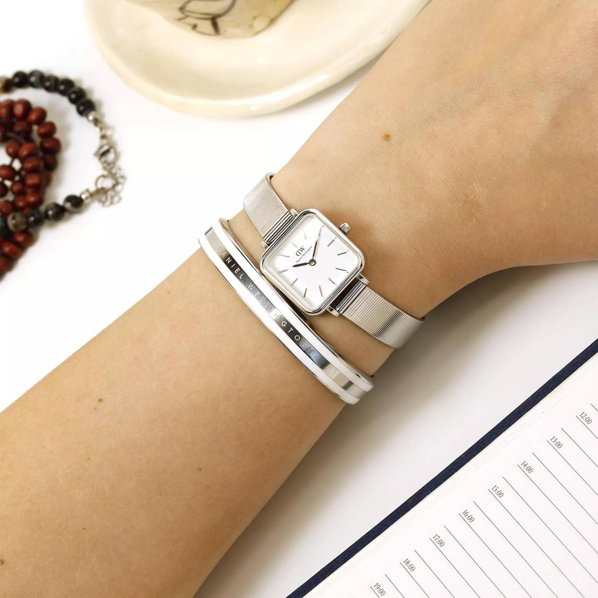 Daniel Wellington Uhr - Studio 22 x 22 S White - Gr. unisize - in Silber - für Damen von Daniel Wellington