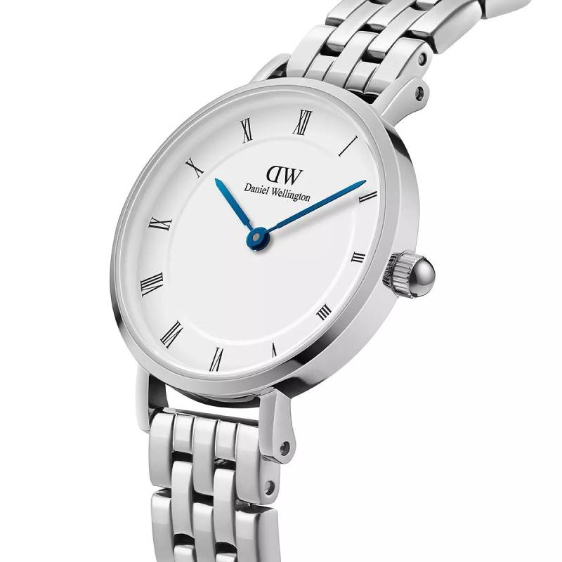 Daniel Wellington Uhr - Watch DW PETITE Roman Numerals 28 5-LINK S White - Gr. unisize - in Silber - für Damen von Daniel Wellington