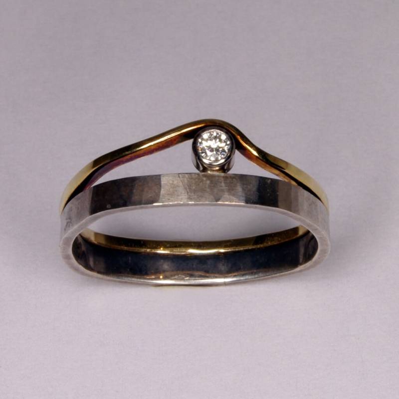 Diamond Beach Road Ring 18K Gelbgold Und Sterling Silber Größe 7 Made in Canada von DanielSommerfeld