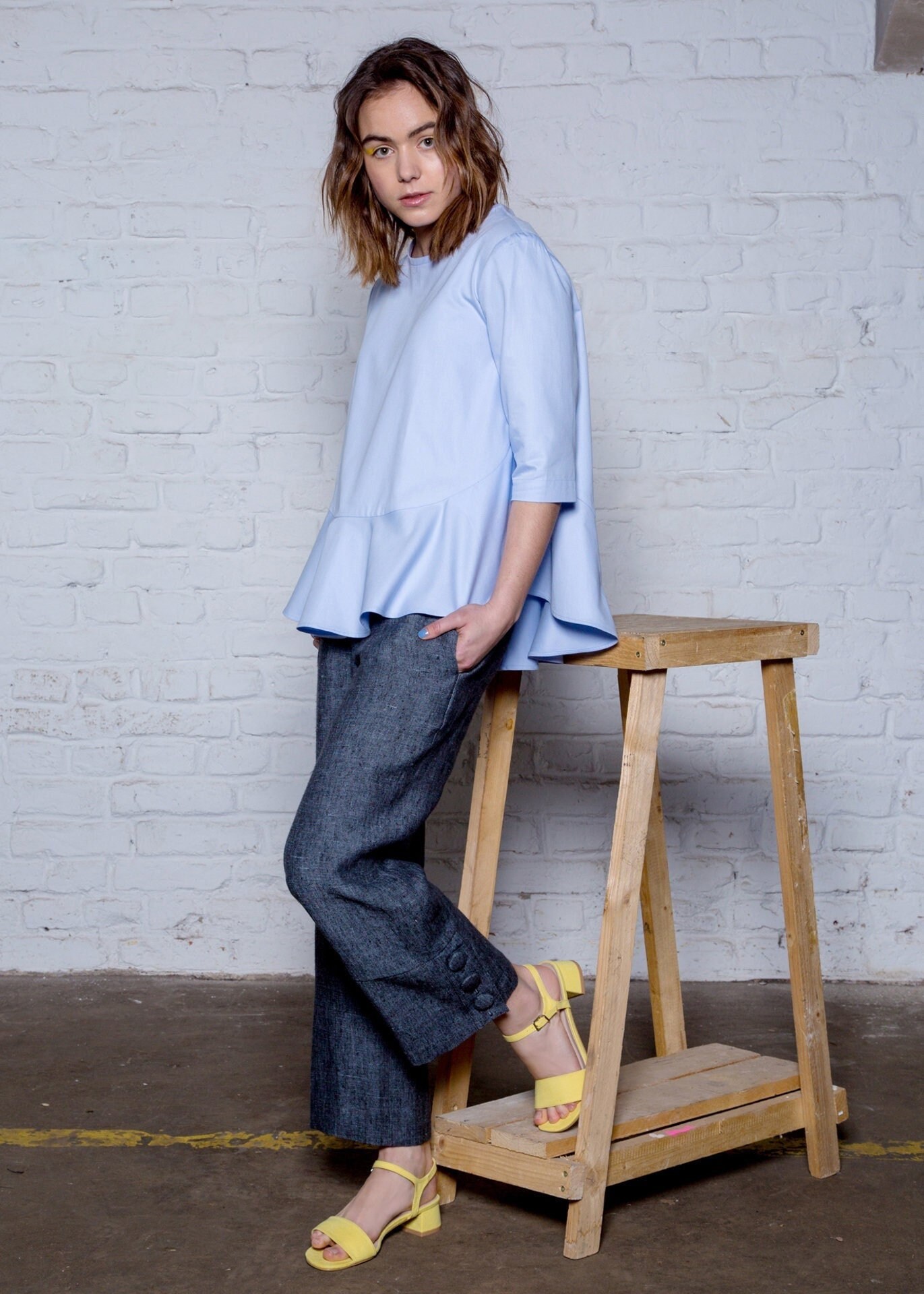 Blaues Bio-Baumwolle-Top Mara - Oversize-Bluse Blaues Bio-Baumwolle-Top Mara - Oversize-Bluse von DanielaSalazarShop