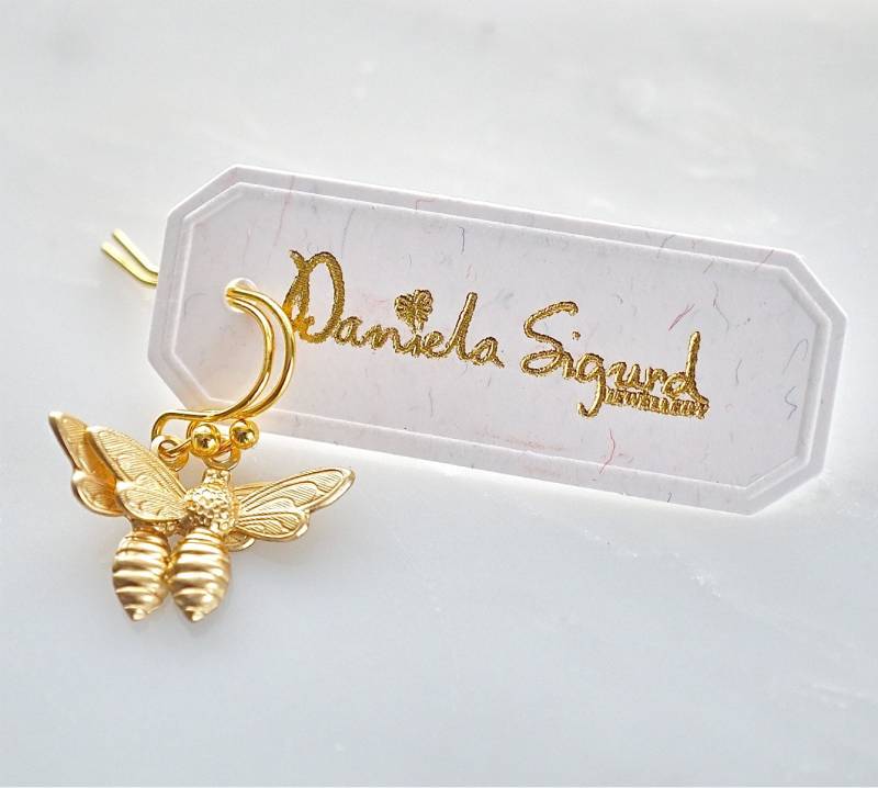 Bienenohrringe, Bienenschmuck, Goldene Biene, Wunderliche Ohrringe von DanielaSigurd