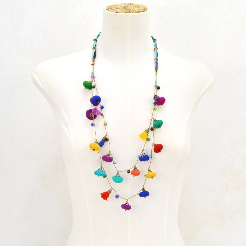 Vollfarbige Perlenkette, Mehrfarbige Stoffkette, Bunte Halskette Aus Recyceltem Stoff, Moderne Perlenkette Vollfarbige Perlenkette, Mehrfarbige Stoffkette, Bunte Halskette Aus Recyceltem Stoff, Moderne Perlenkette von DanielabarbieriCo