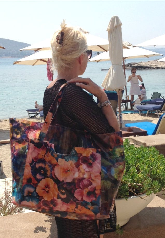 Floral Strandtasche - Einkaufstasche Große Wasserdichte Strandtaschen Übergroße Einkaufstasche. Florale von DaniellaGeorgiou