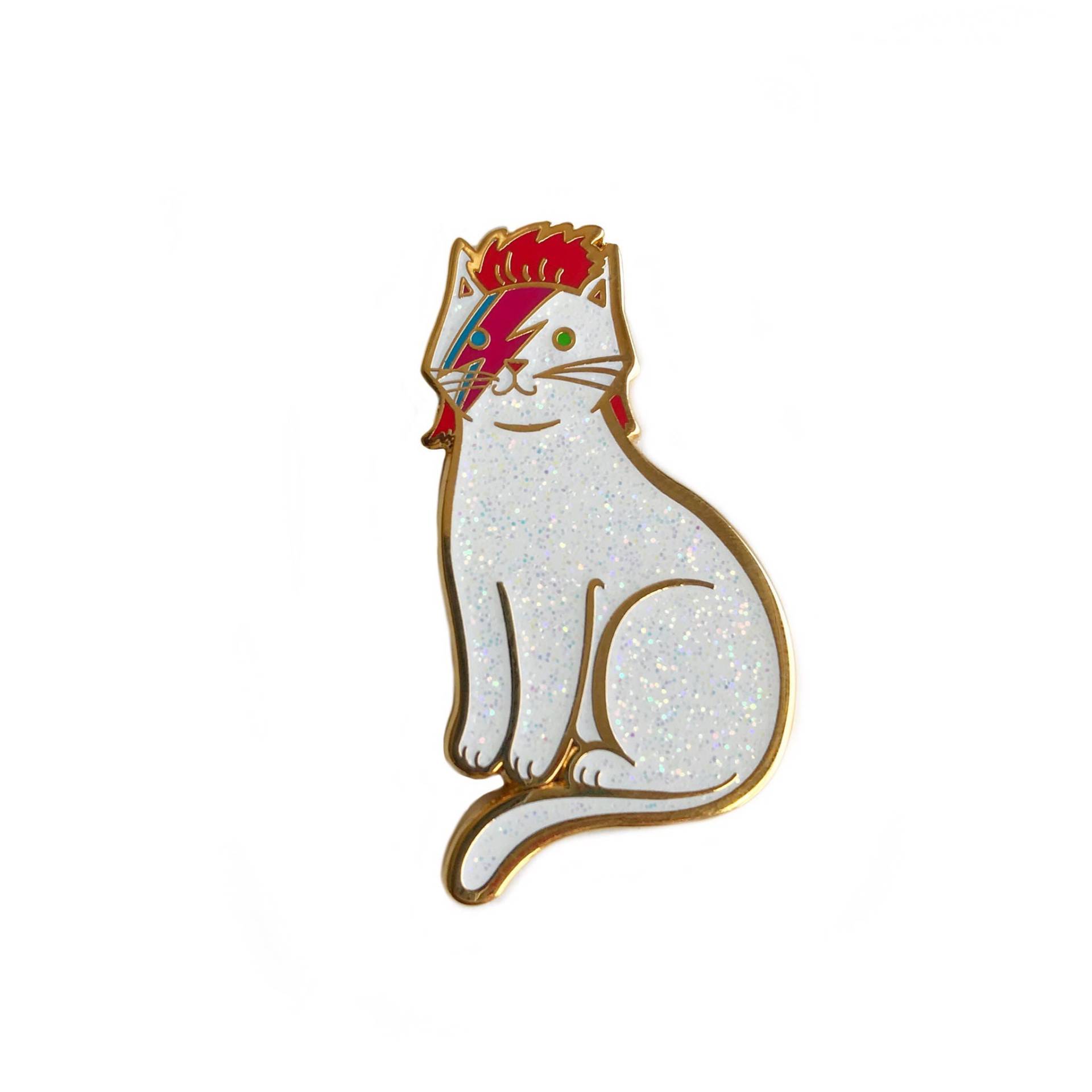 Bowie Katze Emaille Pin - Glitzer Aladdin Sane Kitty Stardust Bowie Katze Emaille Pin - Glitzer Aladdin Sane Kitty Stardust von DanielleVDesigns