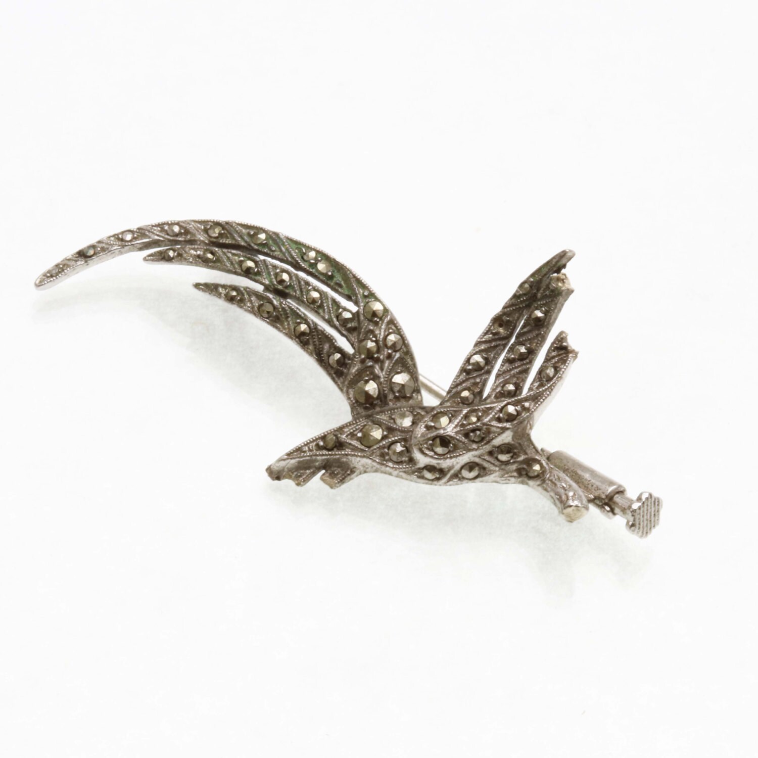 Jahrgang 925 Sterling Silber Markasit Vogel Brosche Vintage Oxidiert Pin Immobilien Jahrgang 925 Sterling Silber Markasit Vogel Brosche Vintage Oxidiert Pin Immobilien von DaniellesCollection