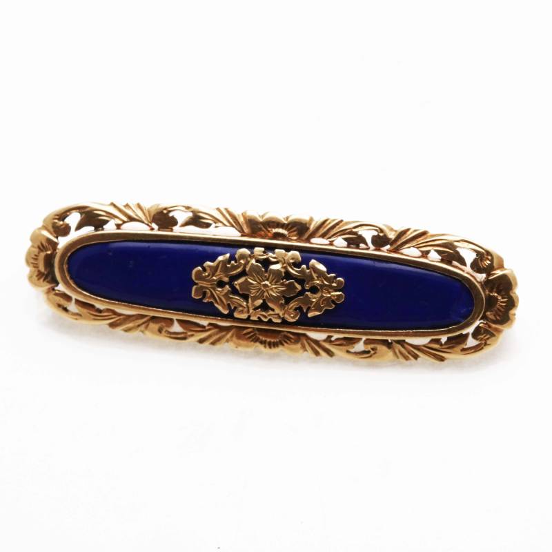 Vintage 14K Gelbgold Blaue Blume Emaille Brosche Pin Filigran Nachlass von DaniellesCollection