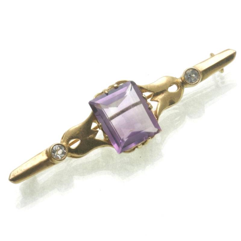 Vintage 21K Gelb Gold Lila Amethyst Cubic Zirconia Brosche Pin Nachlass Vintage 21K Gelb Gold Lila Amethyst Cubic Zirconia Brosche Pin Nachlass von DaniellesCollection