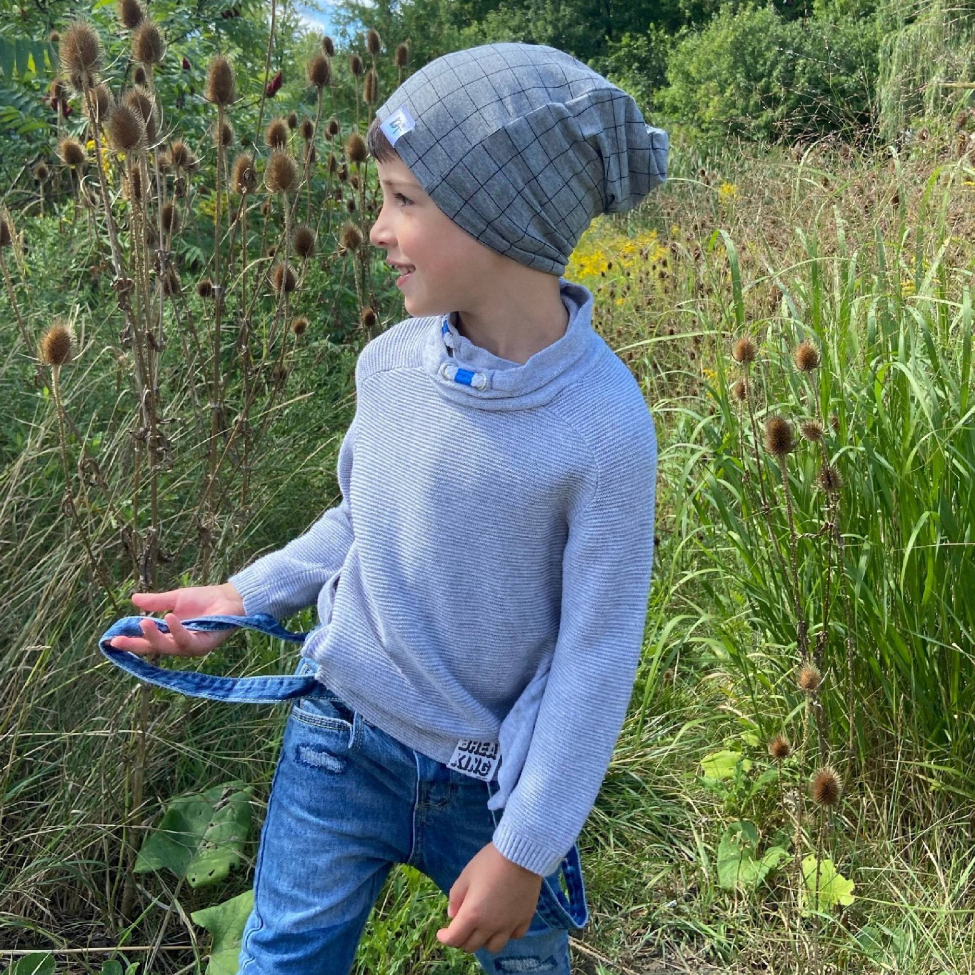 Slouch Beanie, Schwarze Slouchy Hipster Mütze, Baby Graue Beanie - Quadrate von DanielsThreadz