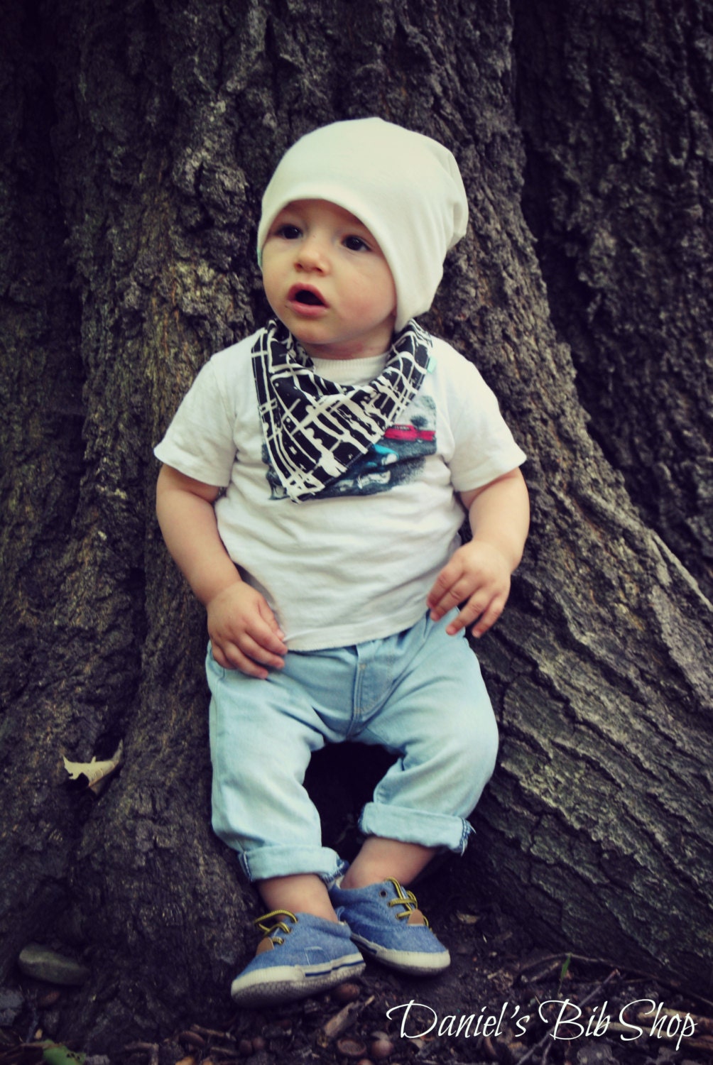 Slouch Beanie, Weiße Slouchy Mütze, Trendige Hipster Baby Hut, Hut - Weiß von DanielsThreadz