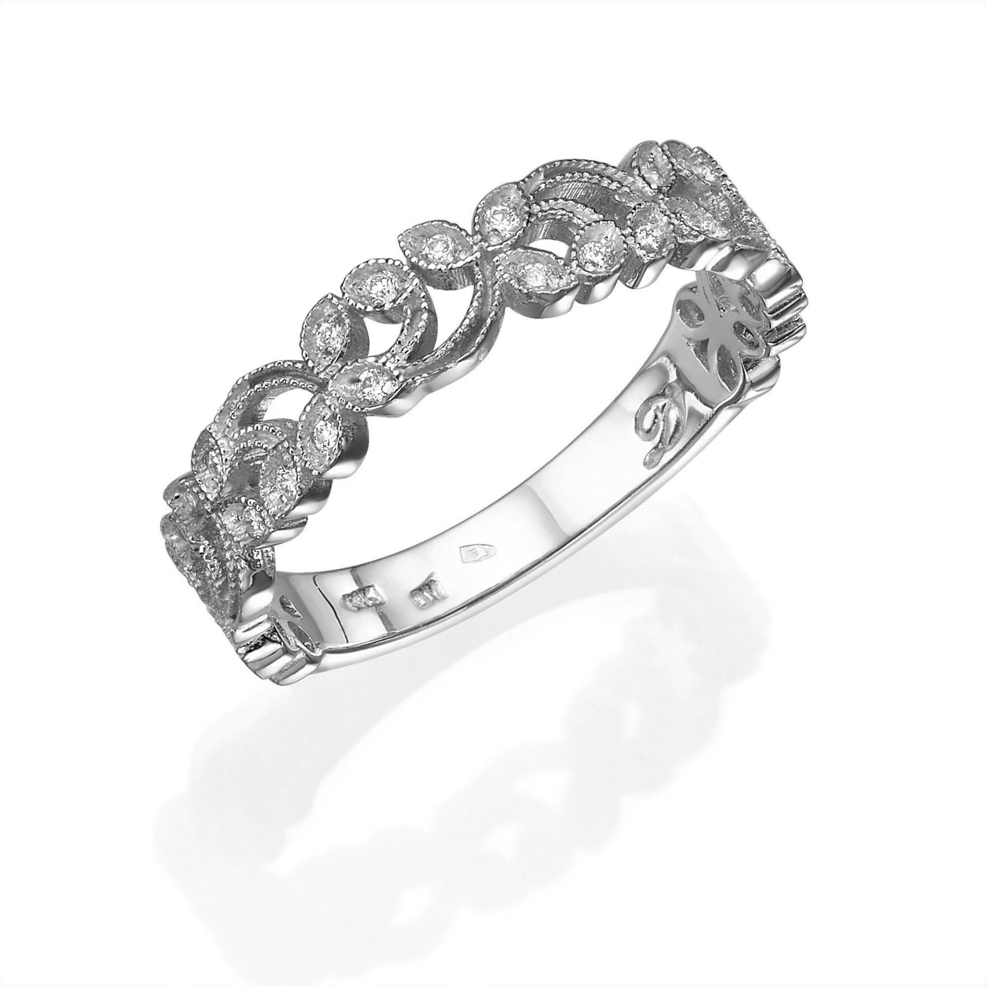 14K Gold Filigraner Ring, Verzierter Weißgold Vintage Stil Ring Für Frauen, Valentinstag Geschenk von DaninoDesigner