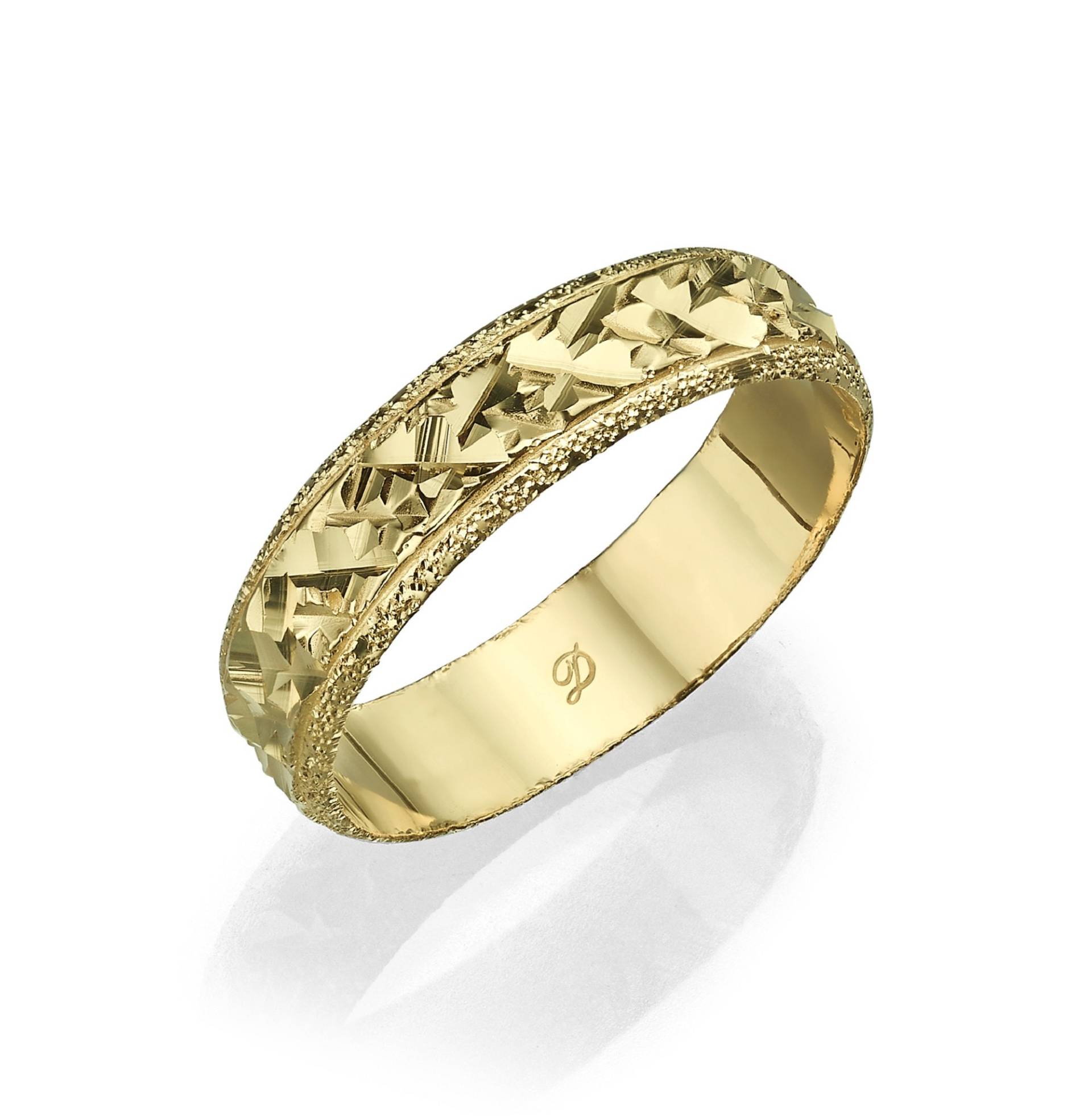 14K Gold Sparkle Cut Ring, Diamant Schnitt Goldring, Boho Einzigartige Ehering, Damen Trauringe, Eleganter Goldring von DaninoDesigner
