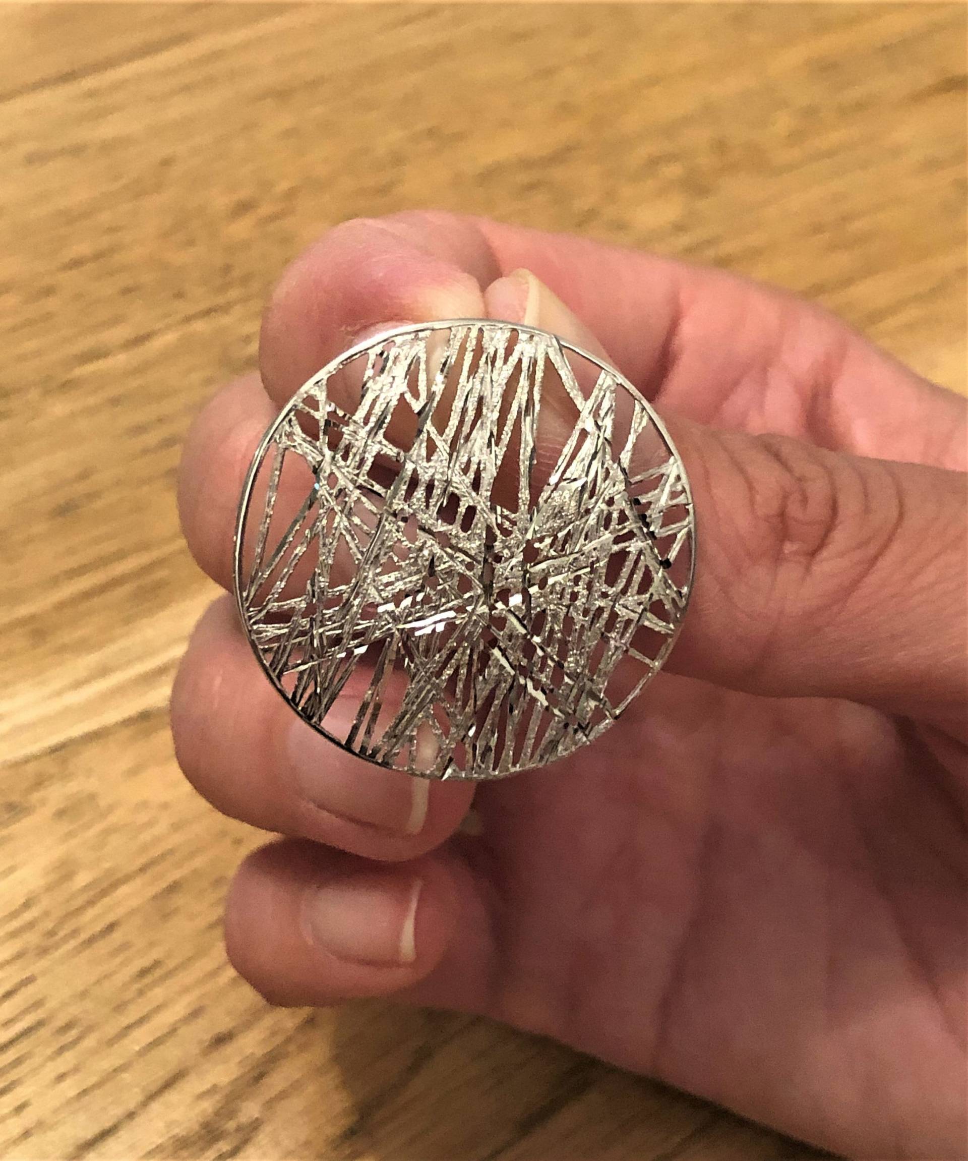 14K Solid White Gold Wire Design Anhänger, Medaillon Große Pendent Halskette, Wrap Halskette Für Frauen, Statement von DaninoDesigner